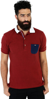 

Mr Button Solid Men' Polo Neck Orange T-Shirt
