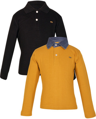 

Gkidz Boys Solid Cotton T Shirt(Black, Pack of 2