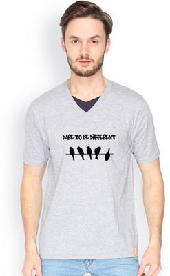 

Campus Sutra Solid Men V-neck Grey T-Shirt