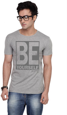

Inkovy Graphic Print Men's Round Neck Grey T-Shirt