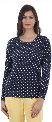 

U.S. Polo Assn. Polka Print Women's Round Neck Dark Blue, White T-Shirt, Navy