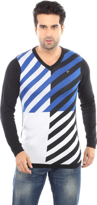 

Got It Striped Men's V-neck Black T-Shirt