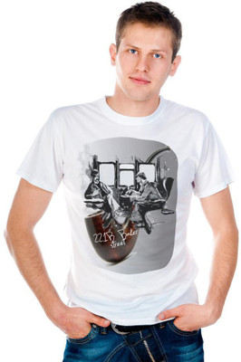 

6th Cross Graphic Print Men's Round Neck White T-Shirt