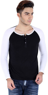 

BigIdea Solid Men's Henley Black, White T-Shirt
