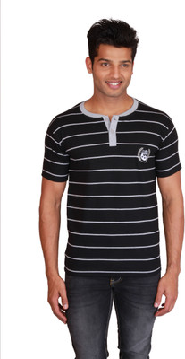 

Right Shape Striped Men's Henley Black, Grey T-Shirt