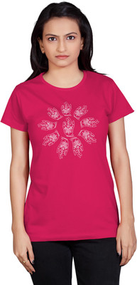 

Tantra Graphic Print Women's Round Neck Pink T-Shirt, Fuschia