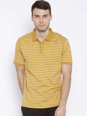 

Blackberrys Striped Men's Polo Neck Yellow T-Shirt, Yecm23x/golden yello