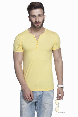 

Tinted Solid Men's Henley Yellow T-Shirt