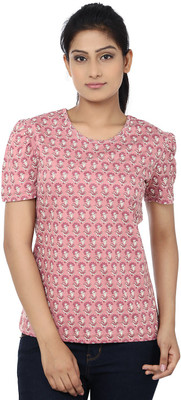 

Reevolution Floral Print Women' Round Neck Pink, White T-Shirt, Rose pink