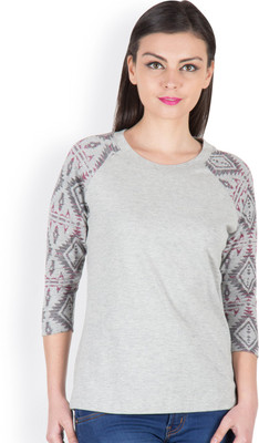 

Hypernation Printed Women' Round Neck Grey T-Shirt
