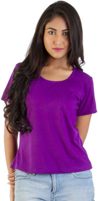 

Vea Kupia Solid Women's Round Neck Purple T-Shirt