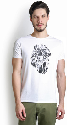 

Blackberrys Printed Men's Round Neck White T-Shirt