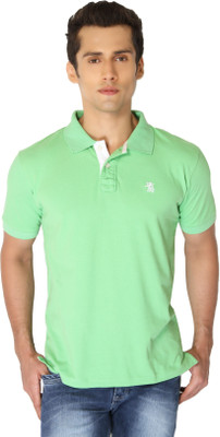

The Cotton Company Solid Men' Polo Neck Light Green T-Shirt, Fern green