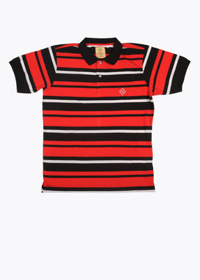 

Global Nomad Striped Men' Polo Neck Black, Red T-Shirt, Red-black