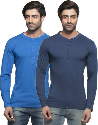 

Alan Jones Solid Men's Henley Blue, Dark Blue T-Shirt(Pack of 2, Blue;navy