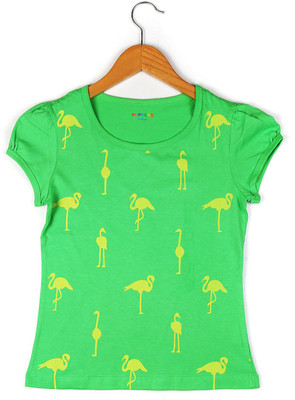 

Poppers by Pantaloons Girls Graphic Print T Shirt(Green
