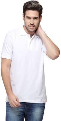 

Campus Sutra Solid Men Polo Neck White T-Shirt