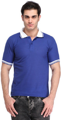 

Lime Solid Men's Polo Neck Blue T-Shirt