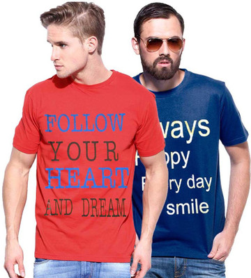 

Cool Club Printed Men' Round Neck Multicolor T-Shirt(Pack of 2, Blue;red