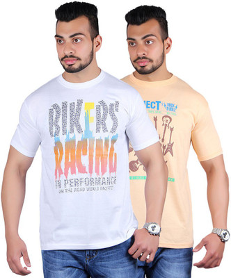 

Shineway Graphic Print Men's Round Neck Multicolor T-Shirt(Pack of 2, Bawa color;white