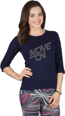 

SayItLoud Printed Women's Round Neck Blue T-Shirt, Navy blue
