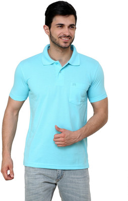 

Cotton County Premium Solid Men's Flap Collar Neck Blue T-Shirt, Sky blue