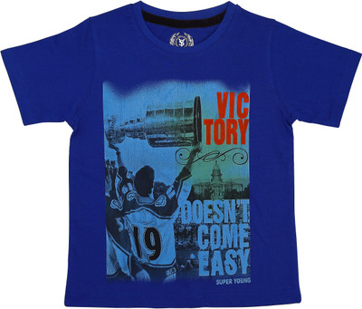

SuperYoung Graphic Print Boys Round Neck Blue T-Shirt