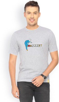 

Campus Sutra Printed Men Round Neck Grey T-Shirt