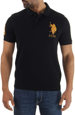 

U.S. Polo Assn. Solid Men's Polo Neck Black T-Shirt