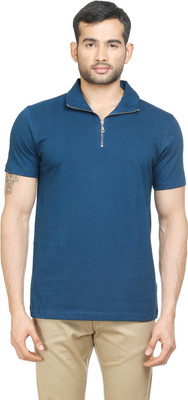 

Poshuis Solid Men's Polo Neck Blue T-Shirt, Petrol blue