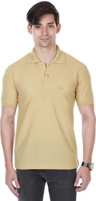

Cotton County Premium Solid Men's Flap Collar Neck Beige T-Shirt