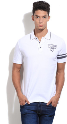 

Puma Solid Men's Polo Neck White T-Shirt