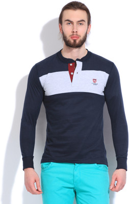 

Mufti Solid Men's Henley Dark Blue T-Shirt, 05-navy