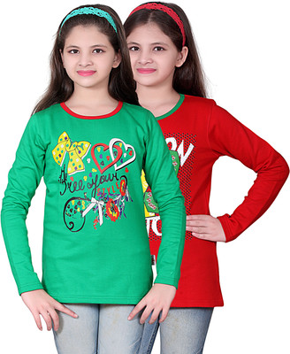 

FabTag - Sini Mini Girls Printed T Shirt(Multicolor