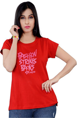 

Mint Solid Women's Round Neck Red T-Shirt