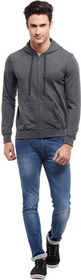 

Parx Solid Men's Hooded Grey T-Shirt