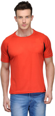 

Scott International Solid Men's Round Neck Red, Black T-Shirt