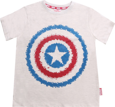 

Disney Boys Printed T Shirt(White, Pack of 1, Oat marl