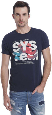 

Jack & Jones Printed Men's Round Neck Dark Blue T-Shirt, Navy blazer