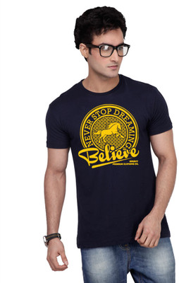 

Inkovy Graphic Print Men's Round Neck Dark Blue T-Shirt, Navy