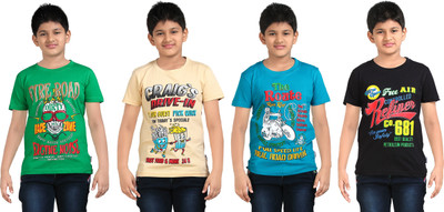 

FabTag - Dongli Boys Graphic Print T Shirt(Multicolor, Pack of 4, Combo color