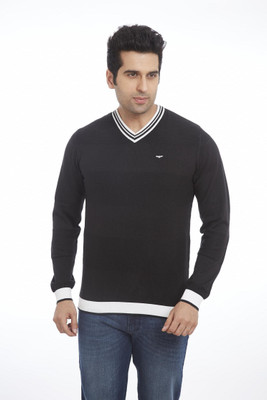 

Park Avenue Striped Men's V-neck Black T-Shirt