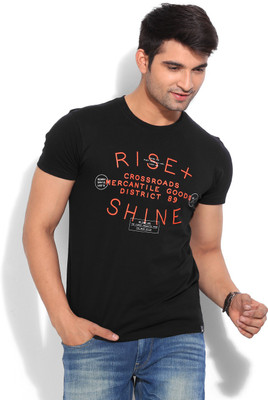 Lee Printed Men's Round Neck Black T-Shirt