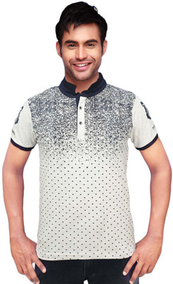 

Gallop Printed Men's Polo Neck Grey T-Shirt