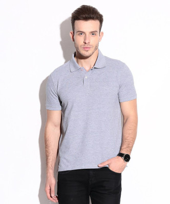 

Hultung Solid Men's Polo Neck Grey T-Shirt