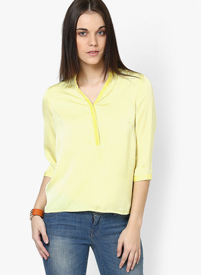 

Only Solid Women's V-neck Yellow T-Shirt, Lemonade