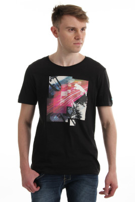 

Puma Printed Men's Round Neck Black T-Shirt