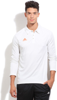 

ADIDAS Solid Men's Polo Neck White T-Shirt, �cwhite/cricket