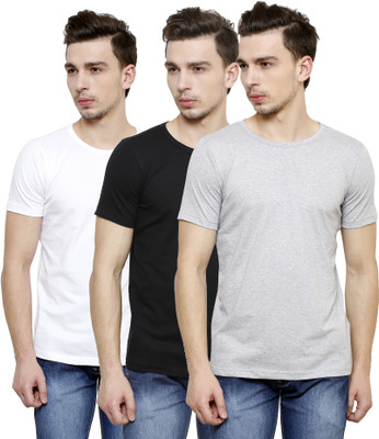 

Casual Tees Solid Men's Round Neck White, Black, Grey T-Shirt(Pack of 3, Black;grey;white