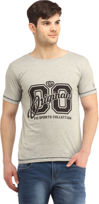 

Fio Printed Men's Round Neck Grey T-Shirt